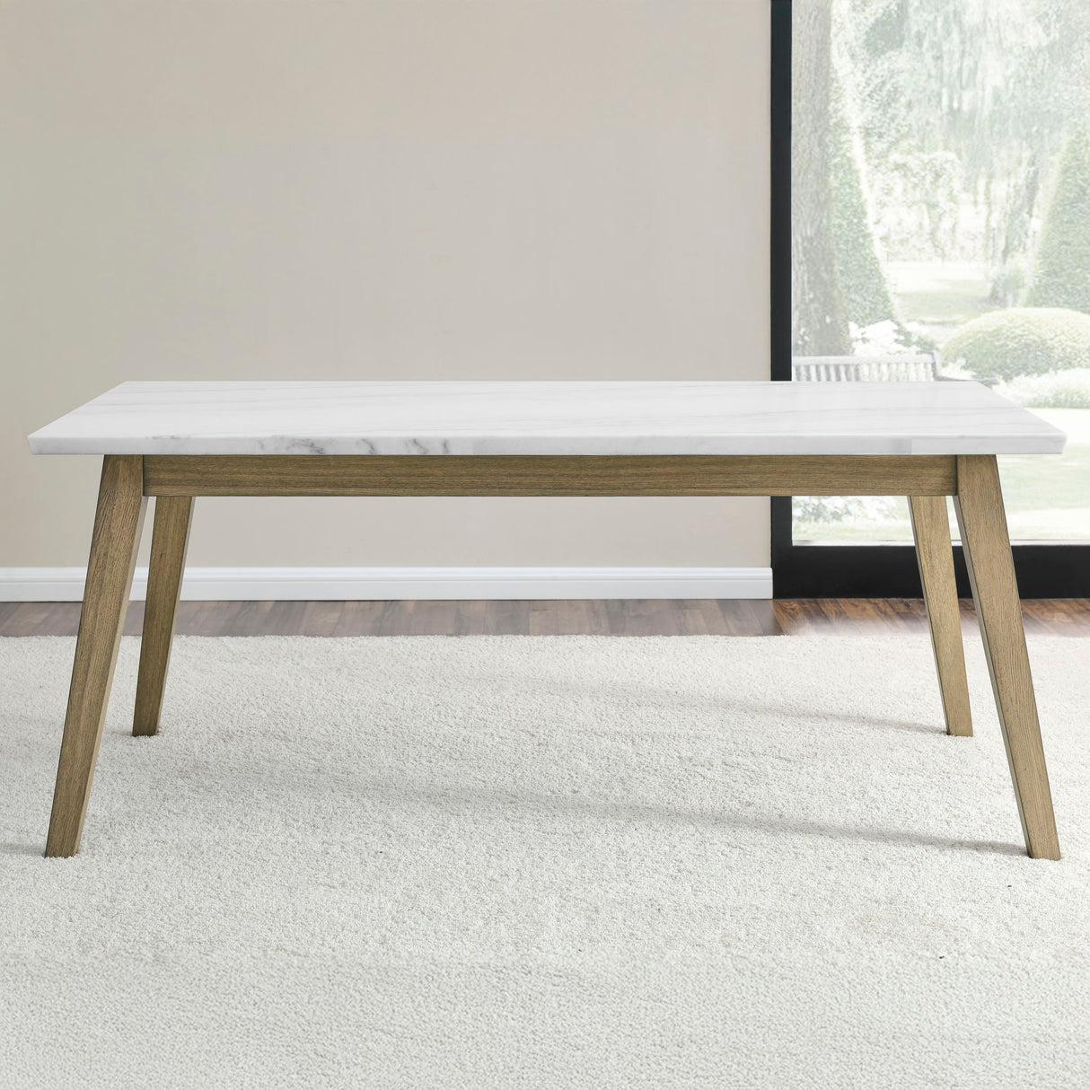 Vida - White Marble Top Dining Table - Dark Brown