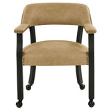 Rylie - Captains Chair - Black Finish With Sand Vegan Leather - Black