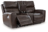 Crossplex - Smoke - Power Recline Loveseat / Console / Adjustable Headrest
