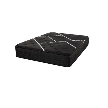 Restonic Black Hybrid Plush mattress with cooling tech, TempaGel memory foam, and Marvelous Middle support.