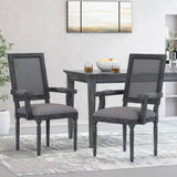 Elegant French Country Style Dining Chair With Cane Backrest