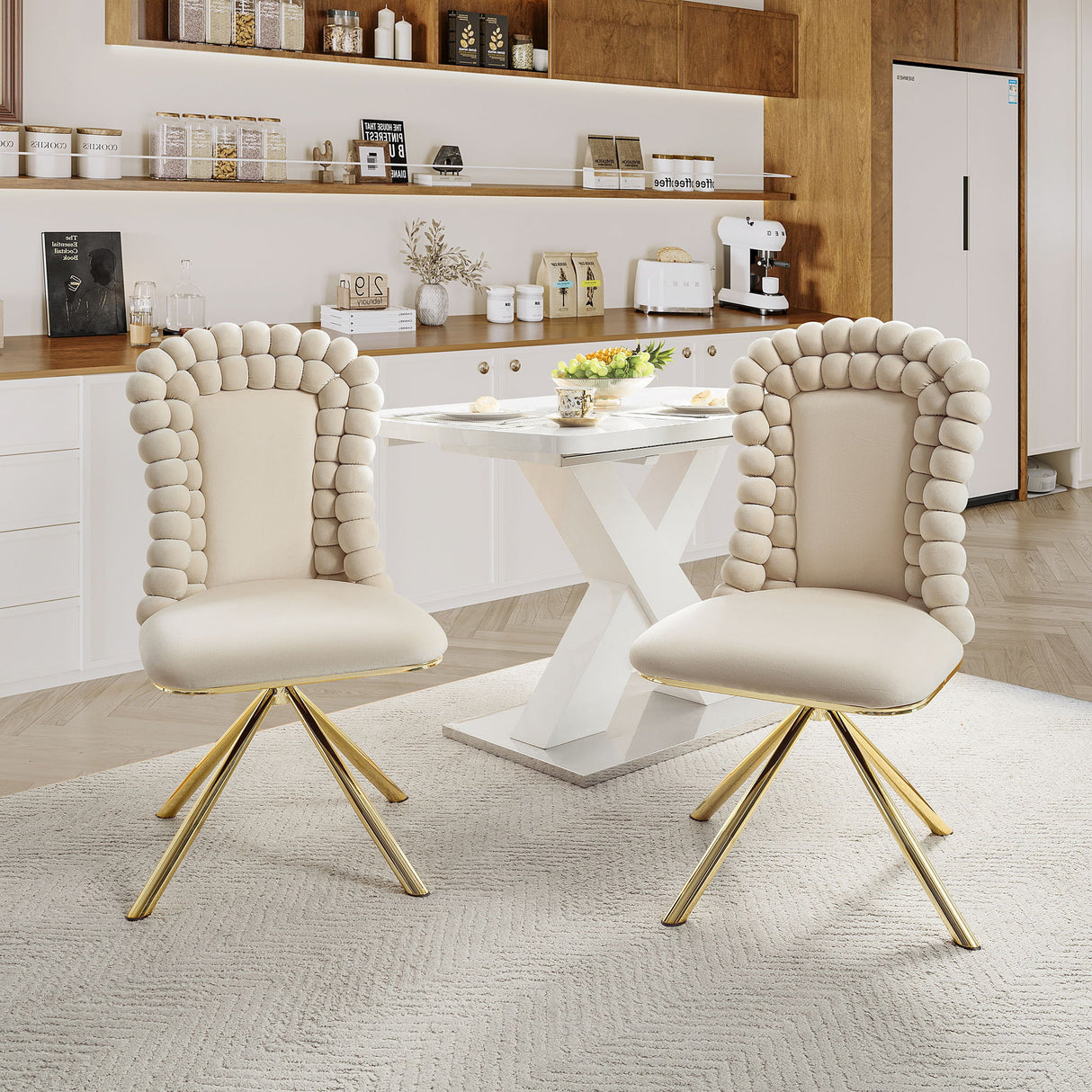 Upholstered Swivel Dining Chairs (Set of 2)