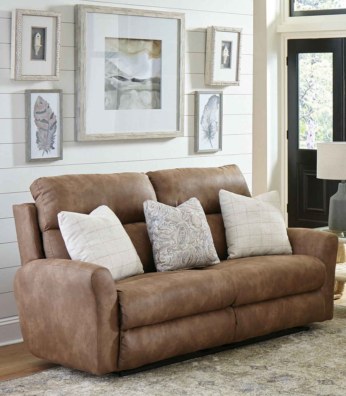 Justine - Lay Flat Reclining Loveseat - Burlap