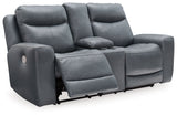 Mindanao - 2 Pc. - Power Reclining Sofa, Power Reclining Loveseat with Console - Steel