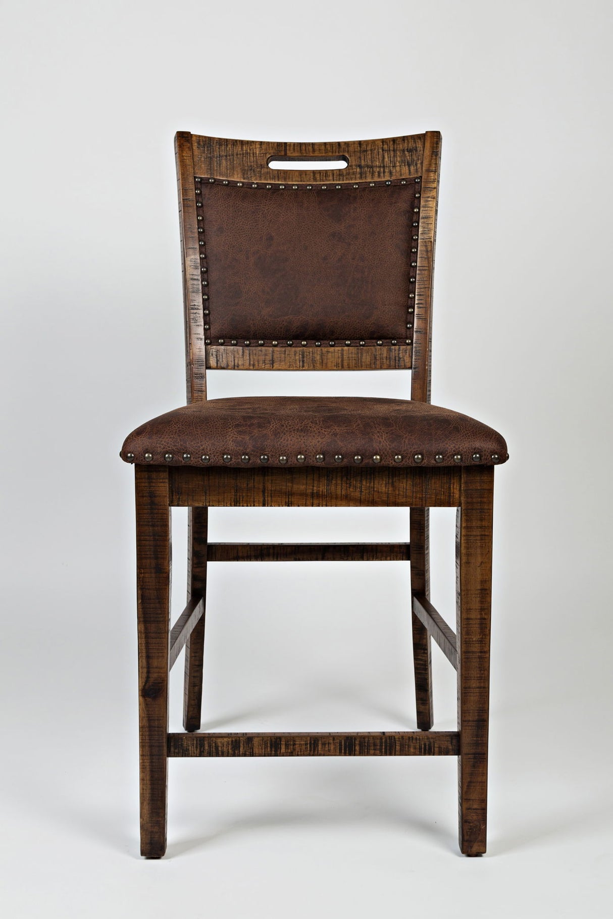 Cannon Valley - Upholstered Back Stool (Set of 2) - Distressed Medium Brown