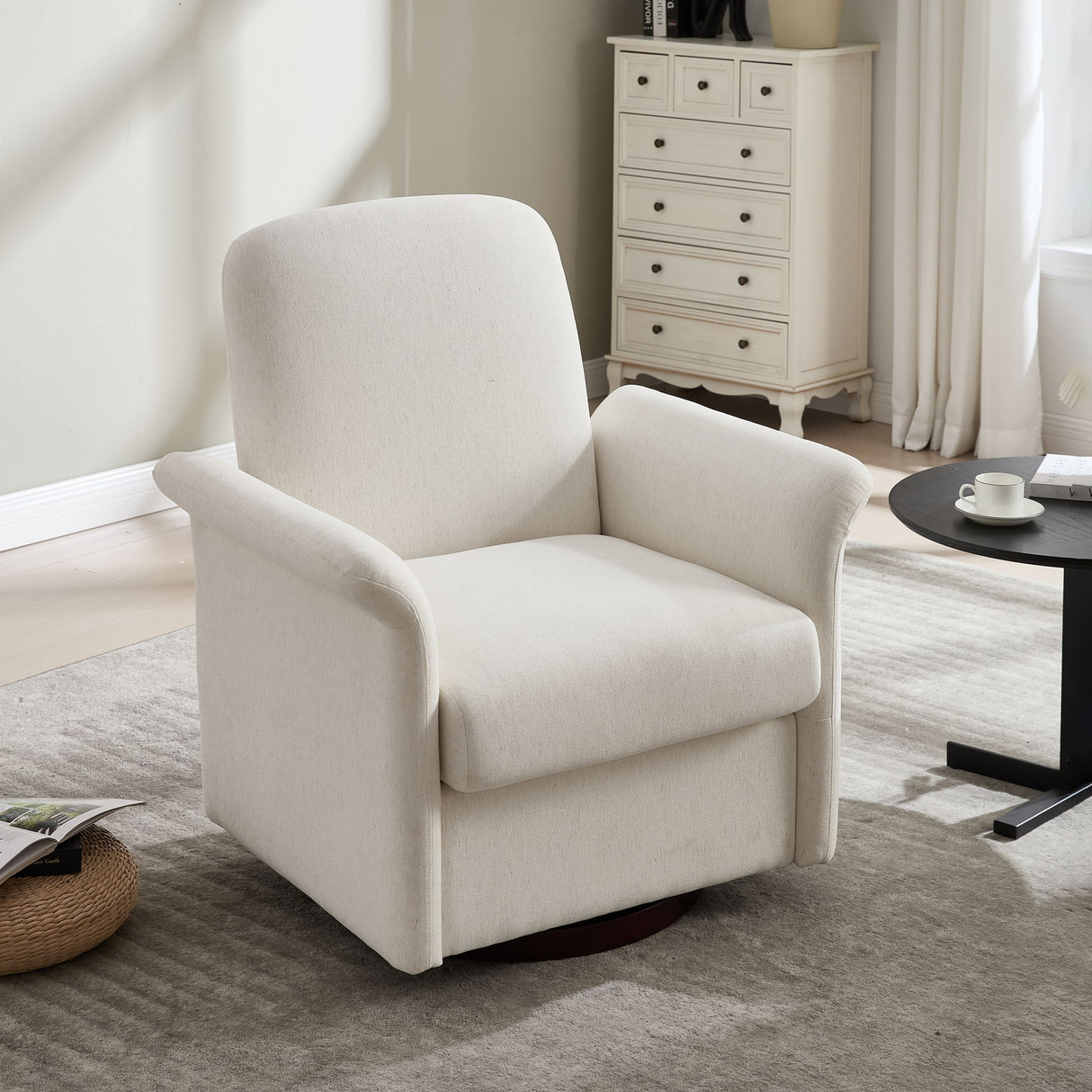 Modern Swivel Barrel Accent Chair With Base