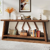 Accent Extra Long Console Table With 2 Tier Storage - Brown