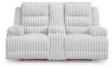 Rhines Falls - Alloy - Double Reclining Power Loveseat With Console