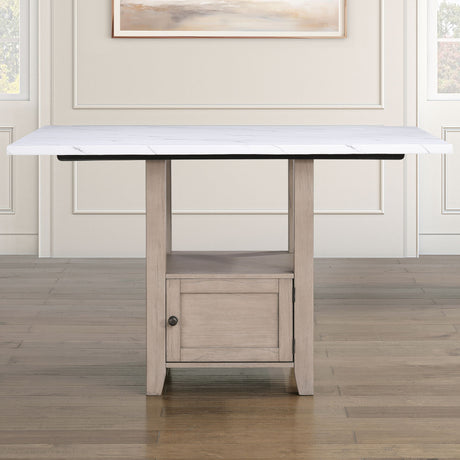 Taylor - Faux Marble Top Counter Table - White / Light Brown