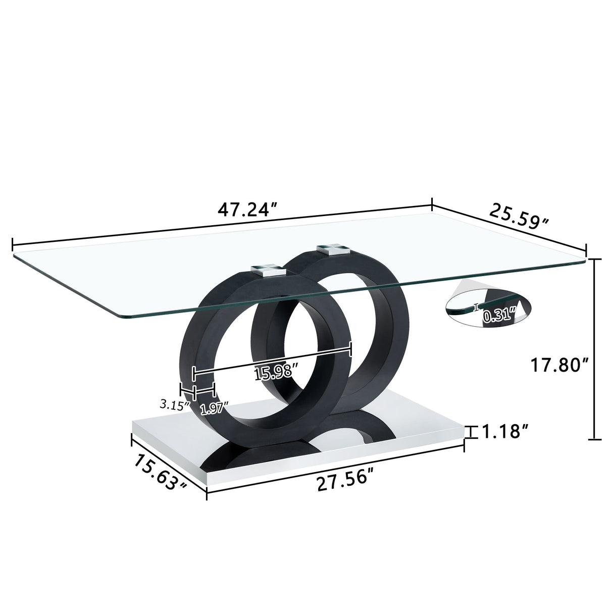 Contemporary Style Glass Top Coffee Table