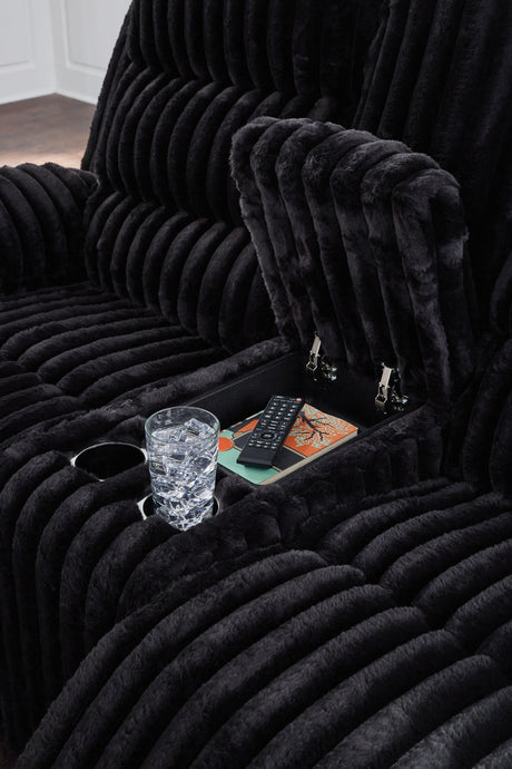 Rhine Falls - Onyx - Double Reclining Power Loveseat With Console
