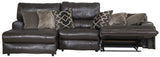 Como - 3 Piece Italian Leather Match Reclining Sofa