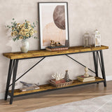 Extra Long Sofa Table For Hallway, Entryway & Living Room - Rustic Brown