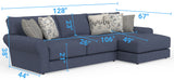 Cape May - Sofa Chaise With Comfort Coil Seating And 5 Accent Pillows