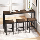 Modern Design Long Dining Table Set With 3 Stools