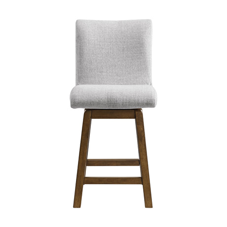 Carmela - Swivel Counter Chair (Set of 2) - Brown / Light Gray Linen