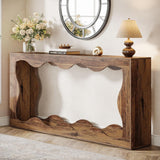 Console Table With Storage, Narrow Entryway Stand For Living Hallway - Light Brown