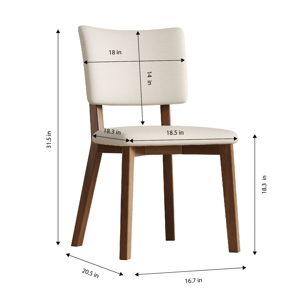 Dining Chair (Set of 2) - White / Deep Walnut