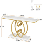 Console Table, Geometric Entryway Table For Living Hallway - White / Gold