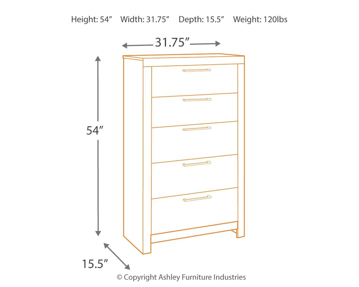 Derekson - Five Drawer Chest - Multi Gray