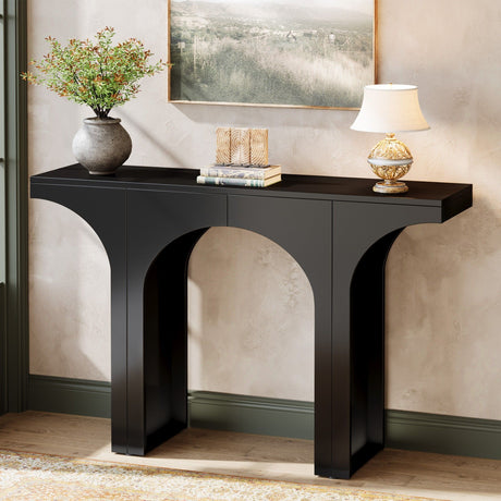 Console Table With Arched Base For Entryway - Black