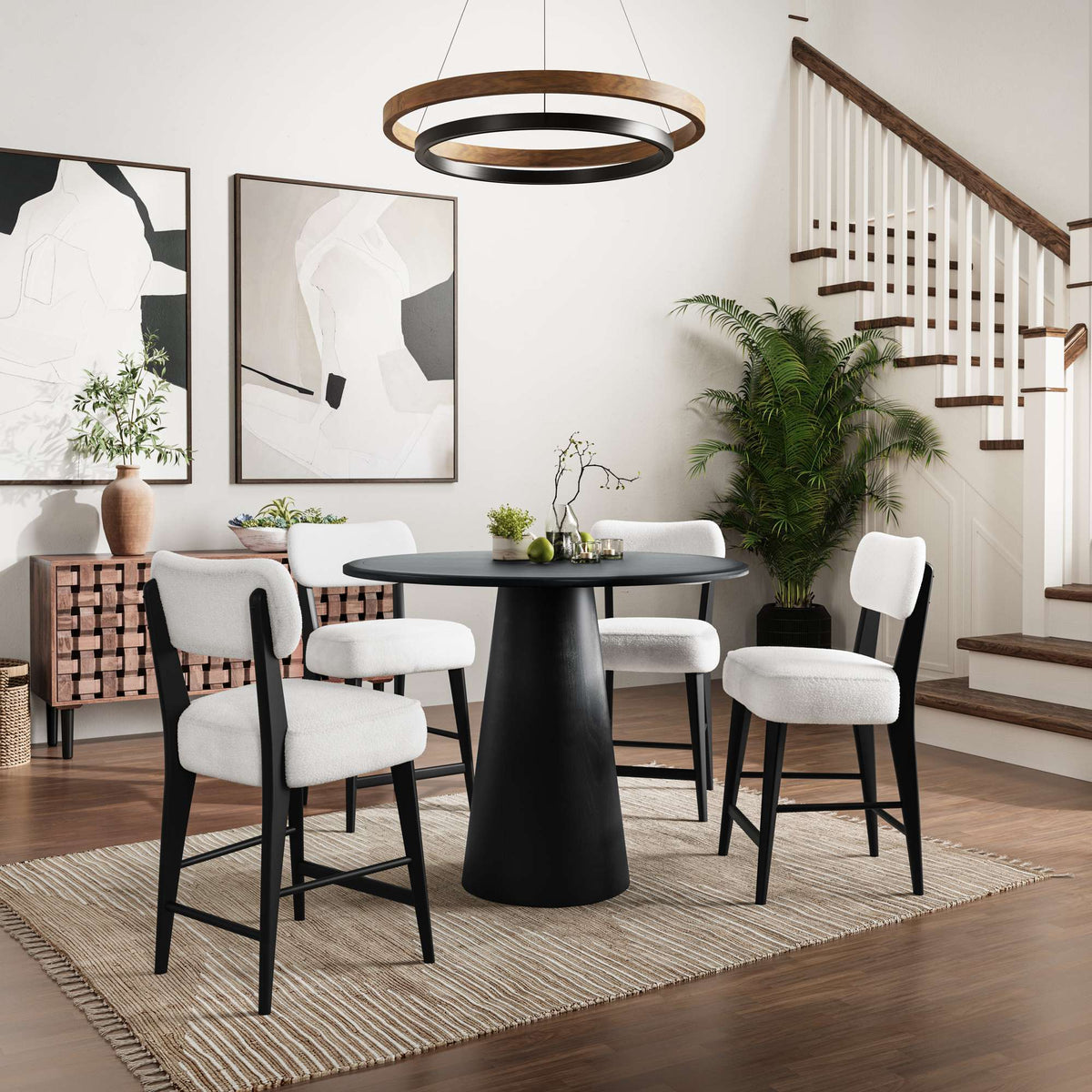 Nash - 5 Piece Dining Set, Counter Table With 4 Barstools