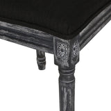 French Country Dining Chair With Rectangular Cane Backrest And Smooth Upholstered Seating