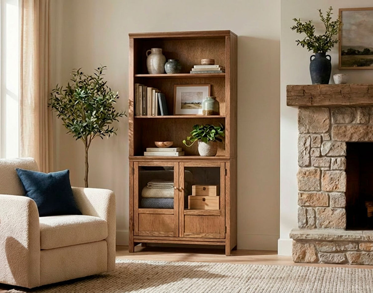 74" Bookcase w/ 2 Doors