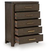 Radkin - Five Drawer Chest - Burnished Brown