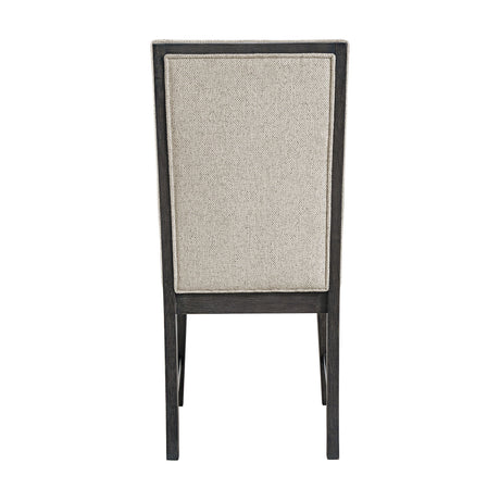 Axel - 5 Piece Standard Height Dining Set (Round Table And Four Fabric Chairs) - Espresso / Light Gray