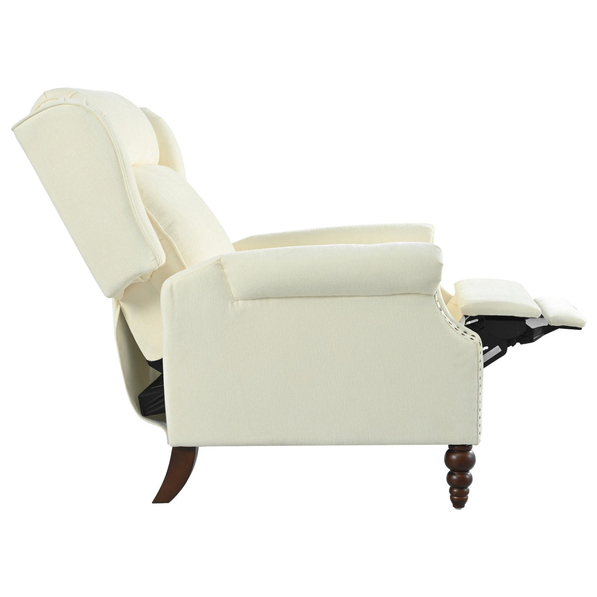 Push Back Recliner Chair Upholstered Recliner Armchair With Classic Wing Back And Solid Gourd-Shaped Legs