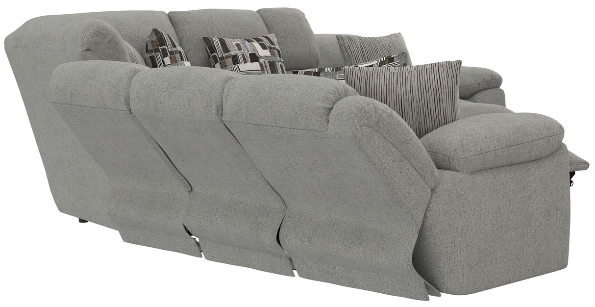 Quinn - 3 Piece Reclining Sectional With 4 Reclining Seats, Storage Arms, Storage Console With Lights, And Drop Down Table - Nature