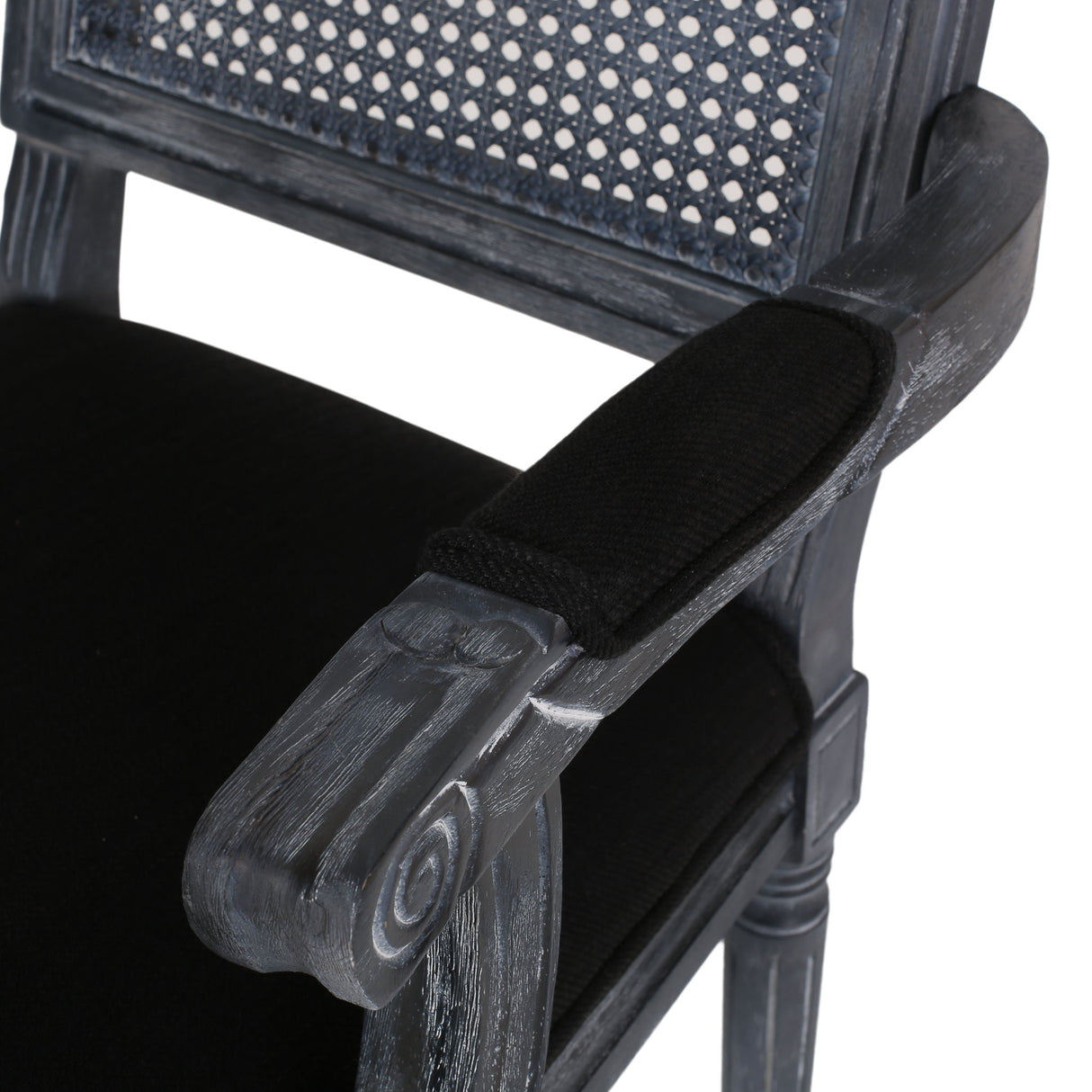 Elegant French Country Style Dining Chair With Cane Backrest