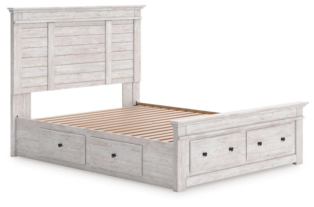 Makidern - Panel Storage Bed With 2 Under Bed Storage Units
