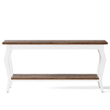 Console Table With Design, Extra Long Sofa Table For Living Entryway - Brown / White