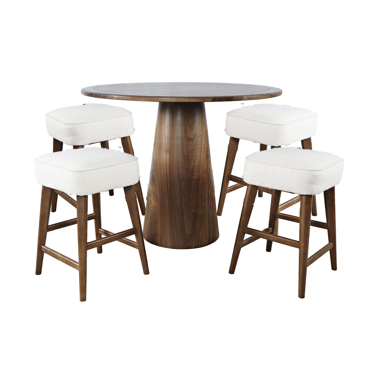 Nash - 5 Piece Dining Set, Counter Table With 4 Backless Stools