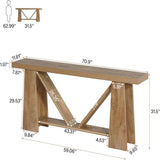 Slim 2 Tier Entryway Accent Extra Long Console Table For Living Room - Natural / Light Brown