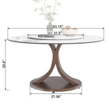 Round Dining Table With 360° Rotating Lazy Susan Scratch & Heat For Dining Room & Kitchen, Table Only - White