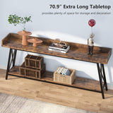 Extra Long Console Table For Living Room - Rustic Brown