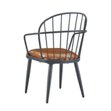 Industrial Inspired Upholstered Dining Chair Set With Metal Legs (Set of 2) - Brown