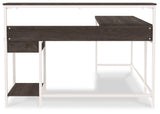 Dorrinson - White / Black / Gray - L-Desk with Storage