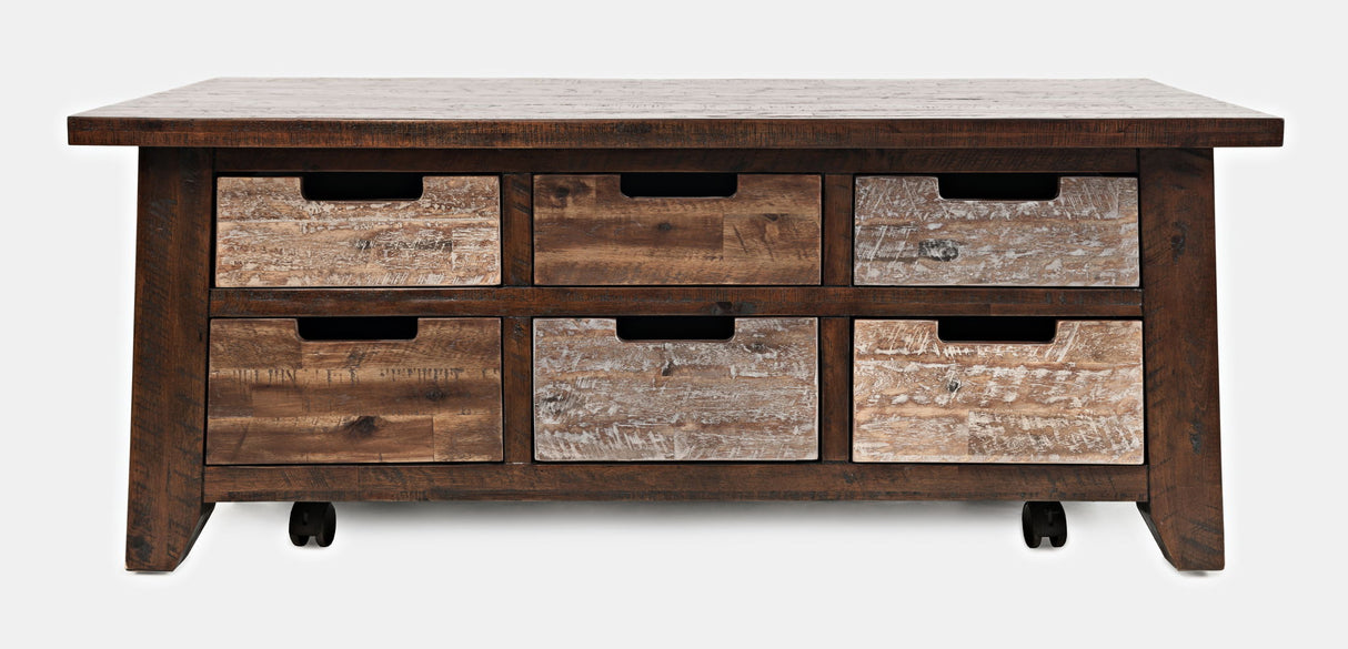 Painted Canyon - Box Coffee Table - Distressed Brown