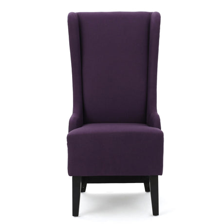 Fabric Dining Chair With High Back And Birch Wood Legs - Plum