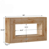 Fluted Console Table, Rectangular Entryway Table With Storage For Living Foyer - Natural Wood