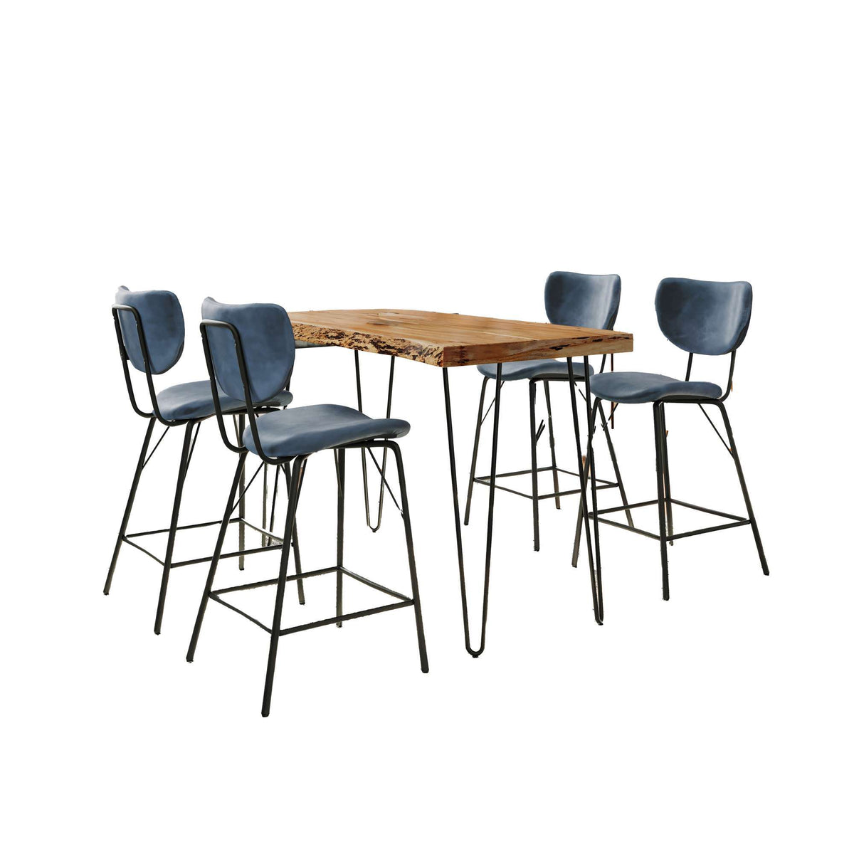 Nature's Edge - 5 Piece Counter Set With Modern Barstools - Natural