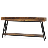 Extra Long Console Table For Living Room - Rustic Brown