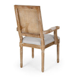 Elegant French Country Style Dining Chair With Cane Backrest