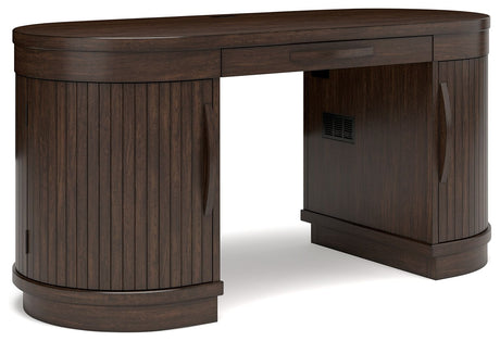 Korestone - Warm Brown - 3 Pc. - Home Office Desk, Chair, Credenza