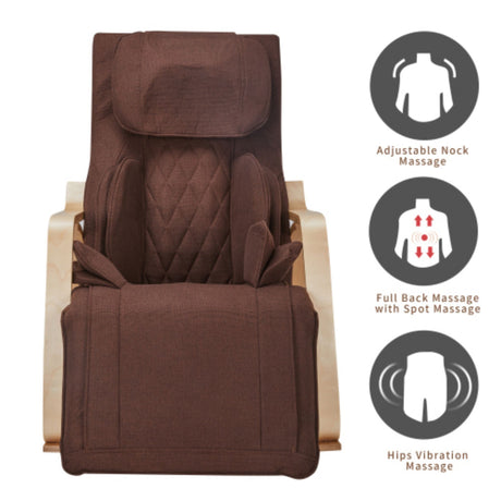 Comfortable Relax Rocking Chair With Full Massage Function Cotton Fabric Air Pressure - Brown