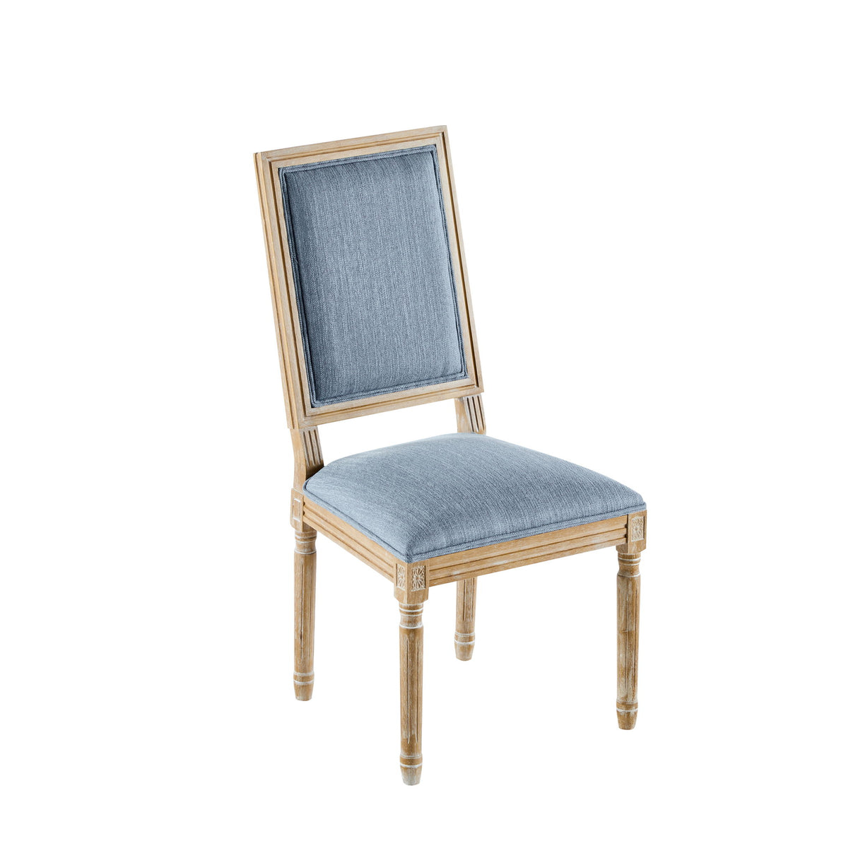 French Country Style Dining Chair With Upholstered Seating And Fluted Legs
